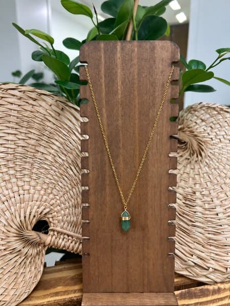Colar Boho Dourado com Aventurina Verde