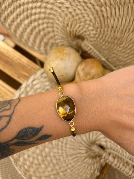 Pulseira de cordão ajustável – Olho de tigre